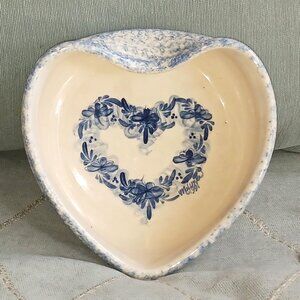 Vintage Marshall Texas Handcrafted Ellie Prod. Stoneware Heart Shaped Bowl 1991